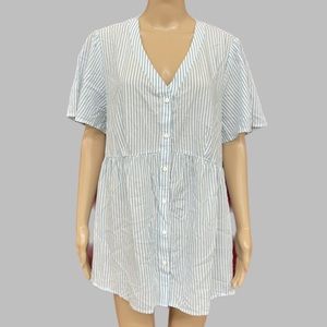 Isabel Maternity Blue Striped Baby Doll Top Size XXL